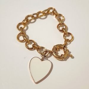 1x Host Pick Heart Enamel Link Bracelet 6.5 inches